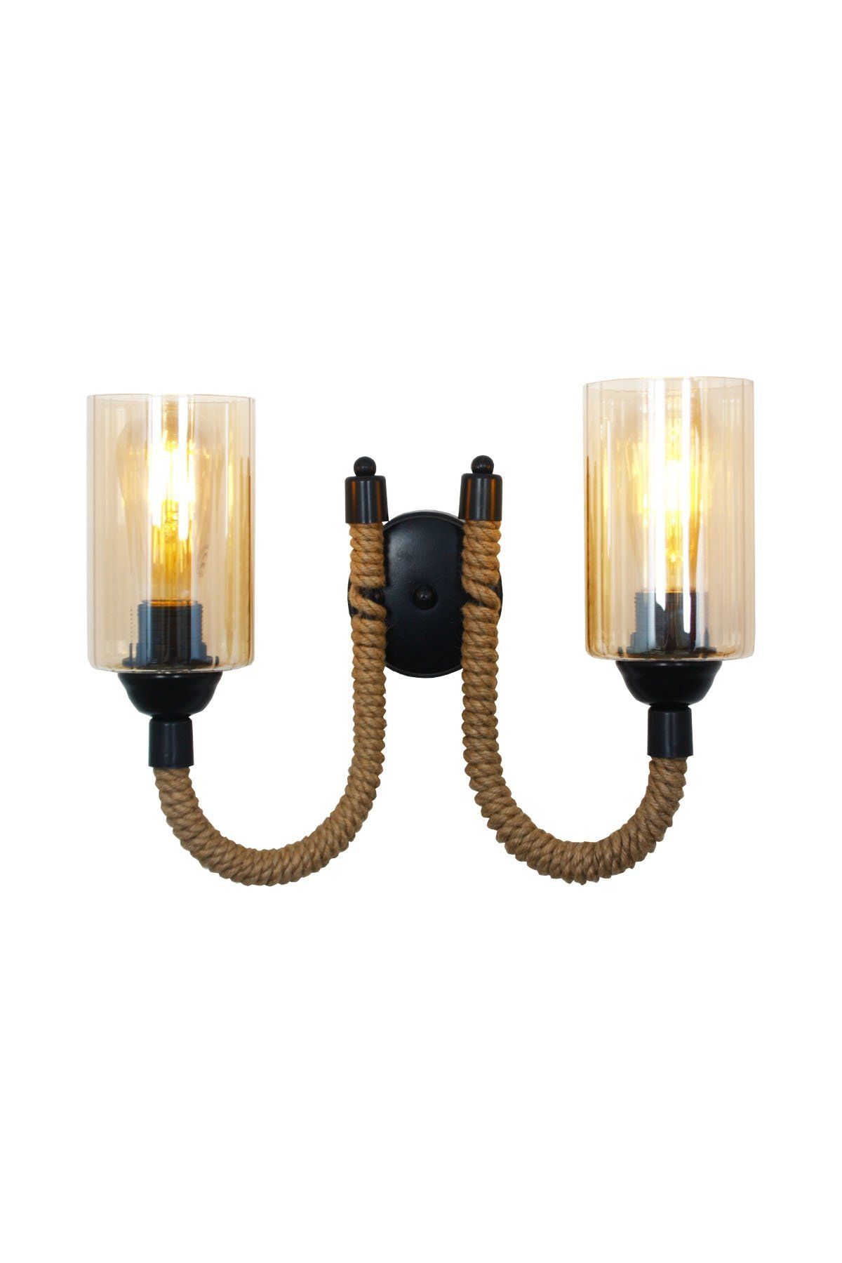 Taşcan Aydınlatma-Venus 2 Li Black Rope Sconce - Facing Down 1
