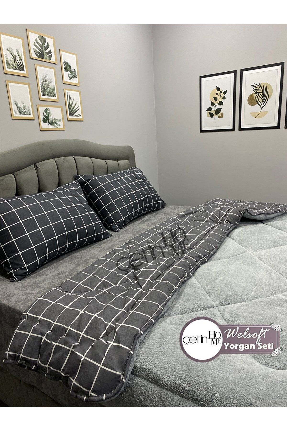 Çetinhome-Çetinhome Double Patterned Welsoft Quilt Set (Without Sheets) 2
