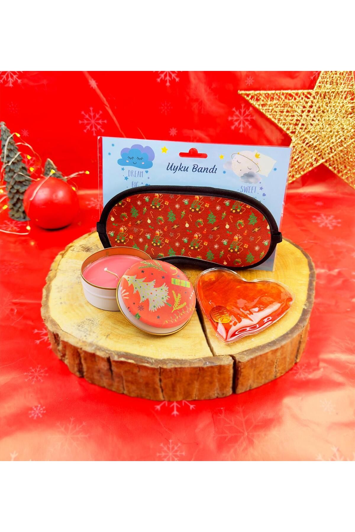 coffret cadeau de noël bougie et bandeau de sommeil coeur