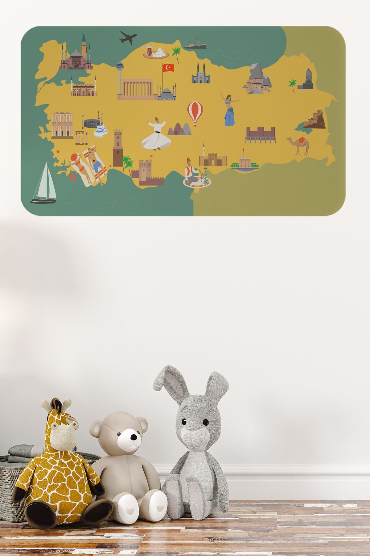 Haye Collection Eğitici ve Öğretici Cocuk Odası Türkiye Haritası Duvar Sticker-60x105