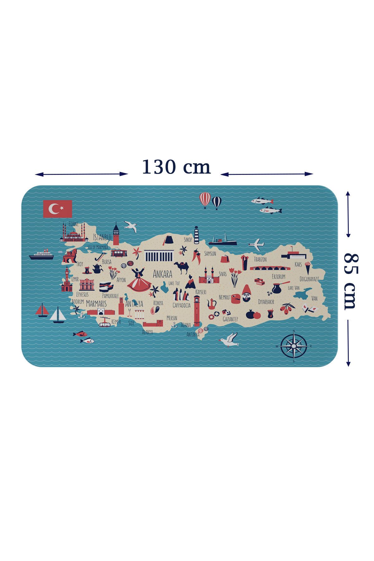 Haye Collection Eğitici ve Öğretici Cocuk Odası Türkiye Haritası Duvar Sticker-85x130-3874