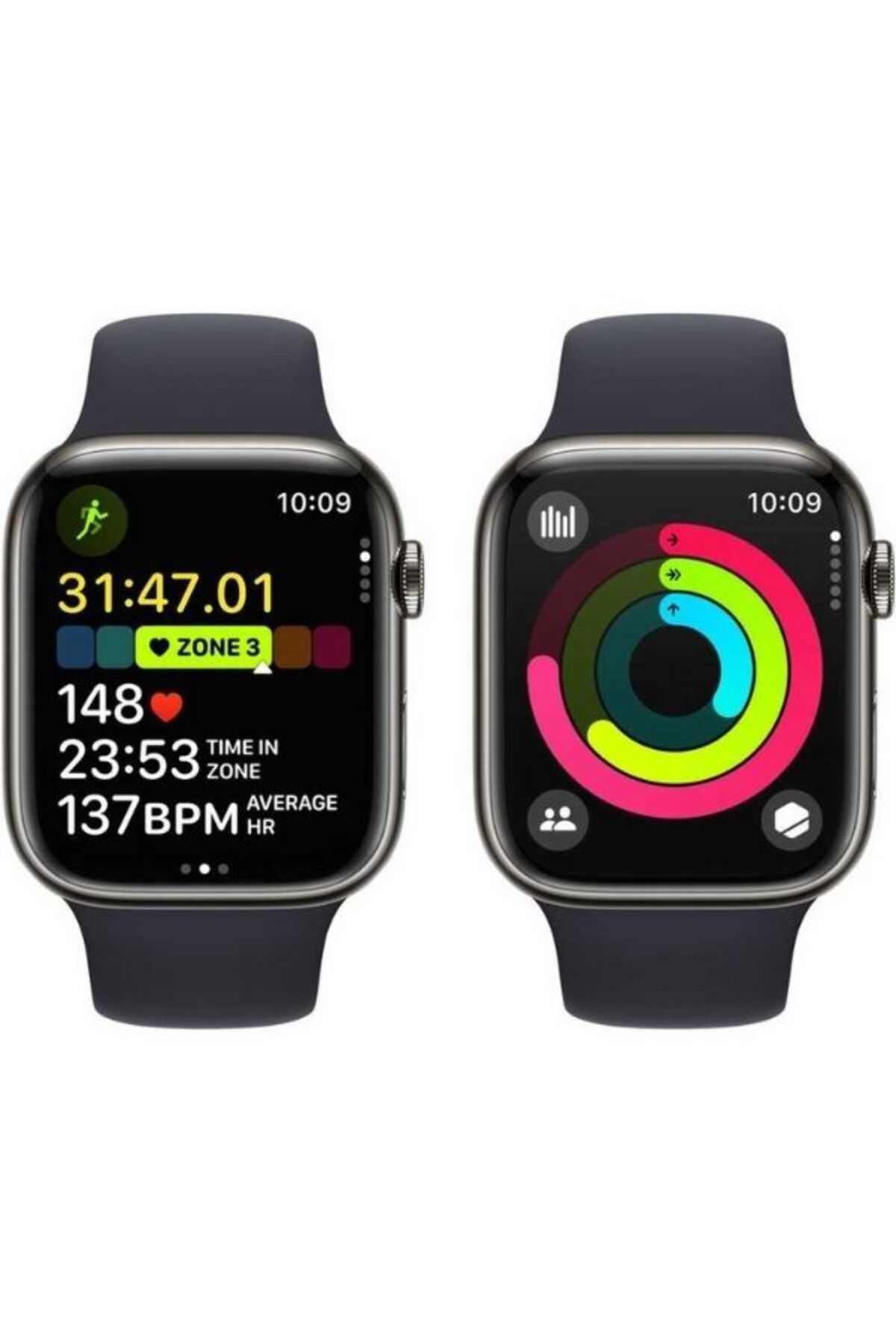 Apple-Watch Series 9 GPS + Cellular 41mm Graphite Stainless Steel Case with Midnight Sport Band 3