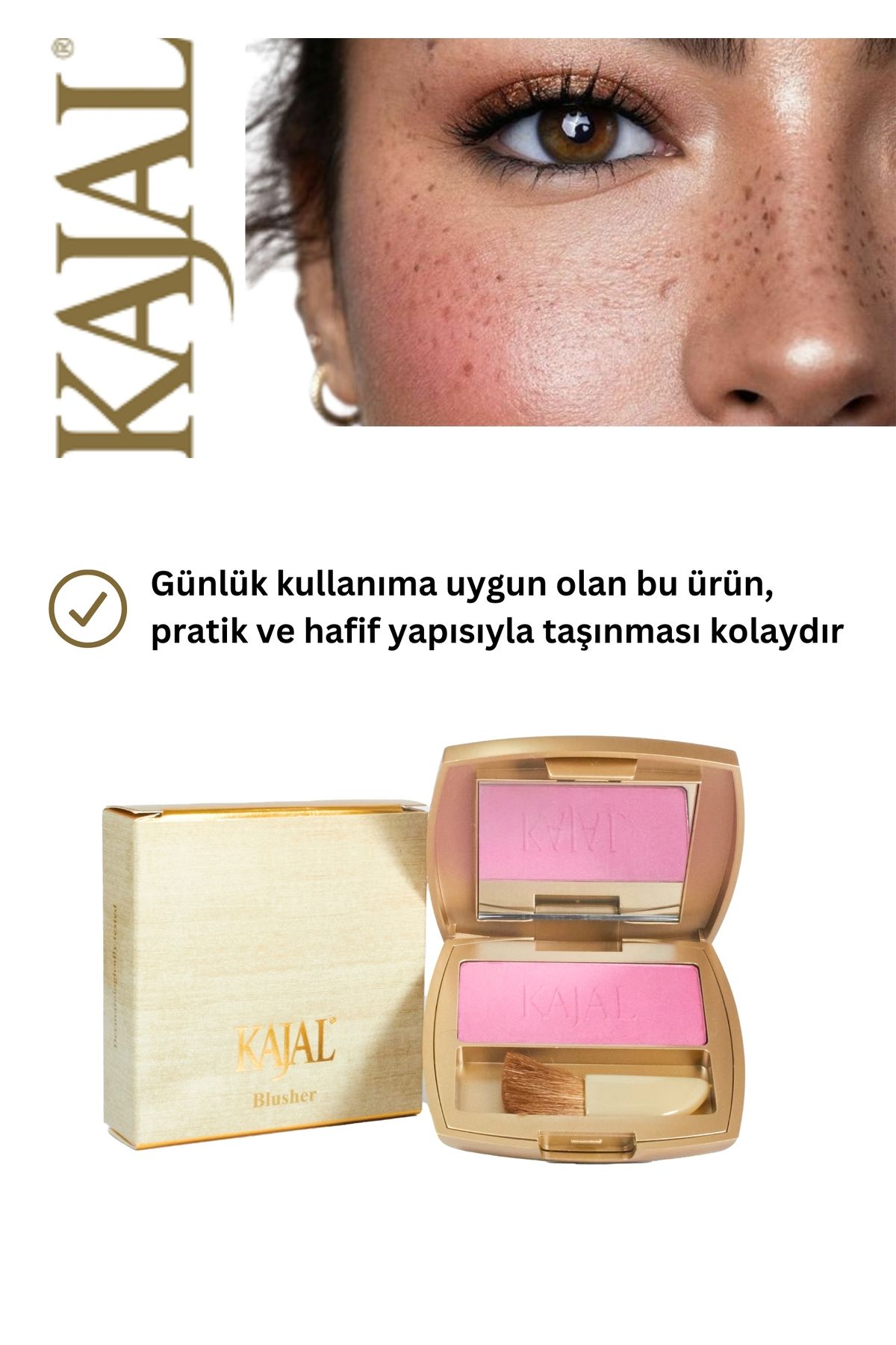 KAJAL-Beige and Terracotta Colored Peach Blusher - No: 302 3