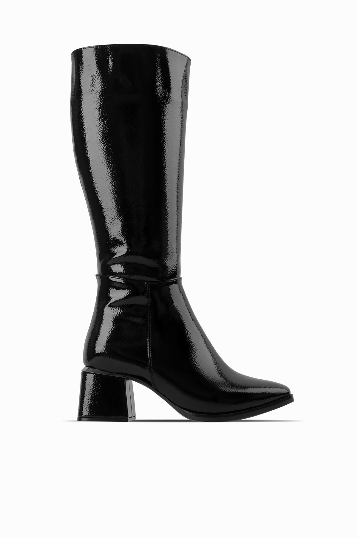 Lal Shoes & Bags-Tonela Women's Black Metal Detailed Blunt Toe Heeled Boots-R 1