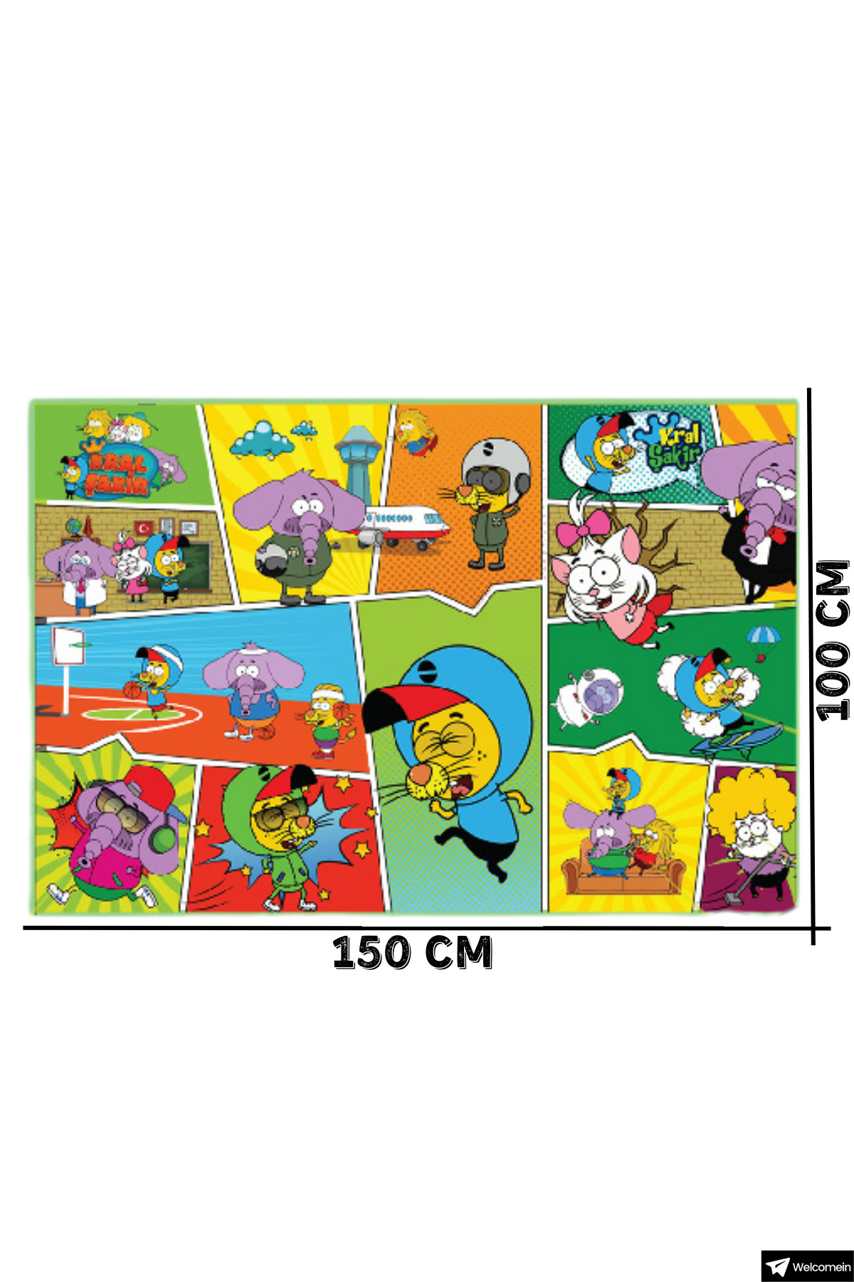 welcomein 150 x 100 Cm Lisanslı Kral Şakir, Kaymaz ve Kolay Temizlenebilir Oyun Halısı - Antibakteriyel Halı fotoğrafı 3 (önizleme)