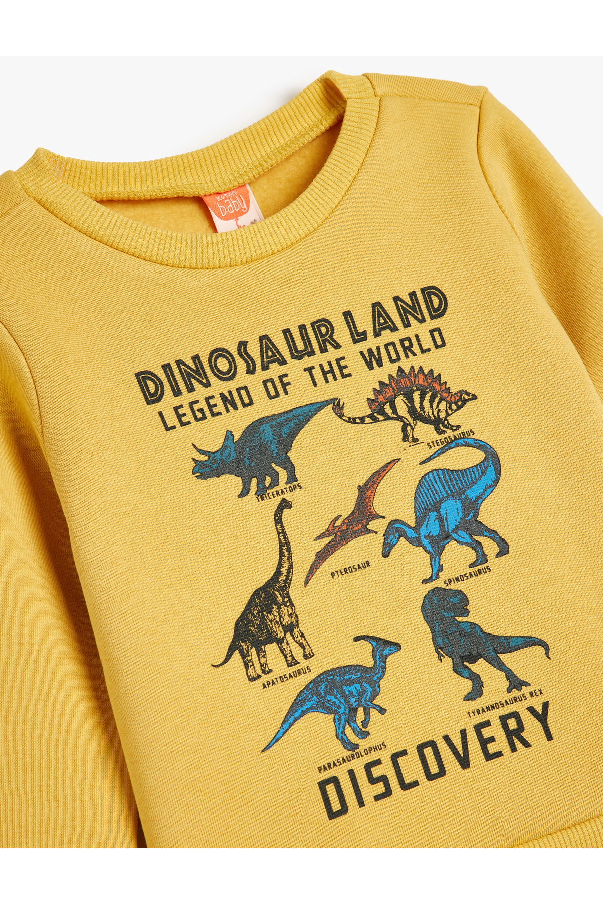 Koton Dinozor Baskılı Uzun Kollu Pamuklu Sweatshirt Şardonlu fotoğrafı 3 (önizleme)