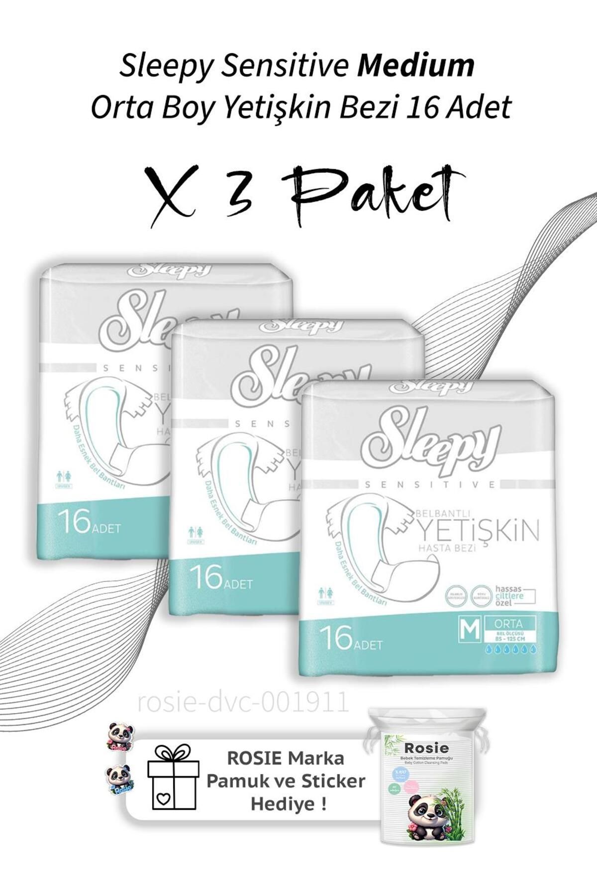 Sleepy Sensitive Medium Orta Boy Yetişkin Bezi 16 Adet X3