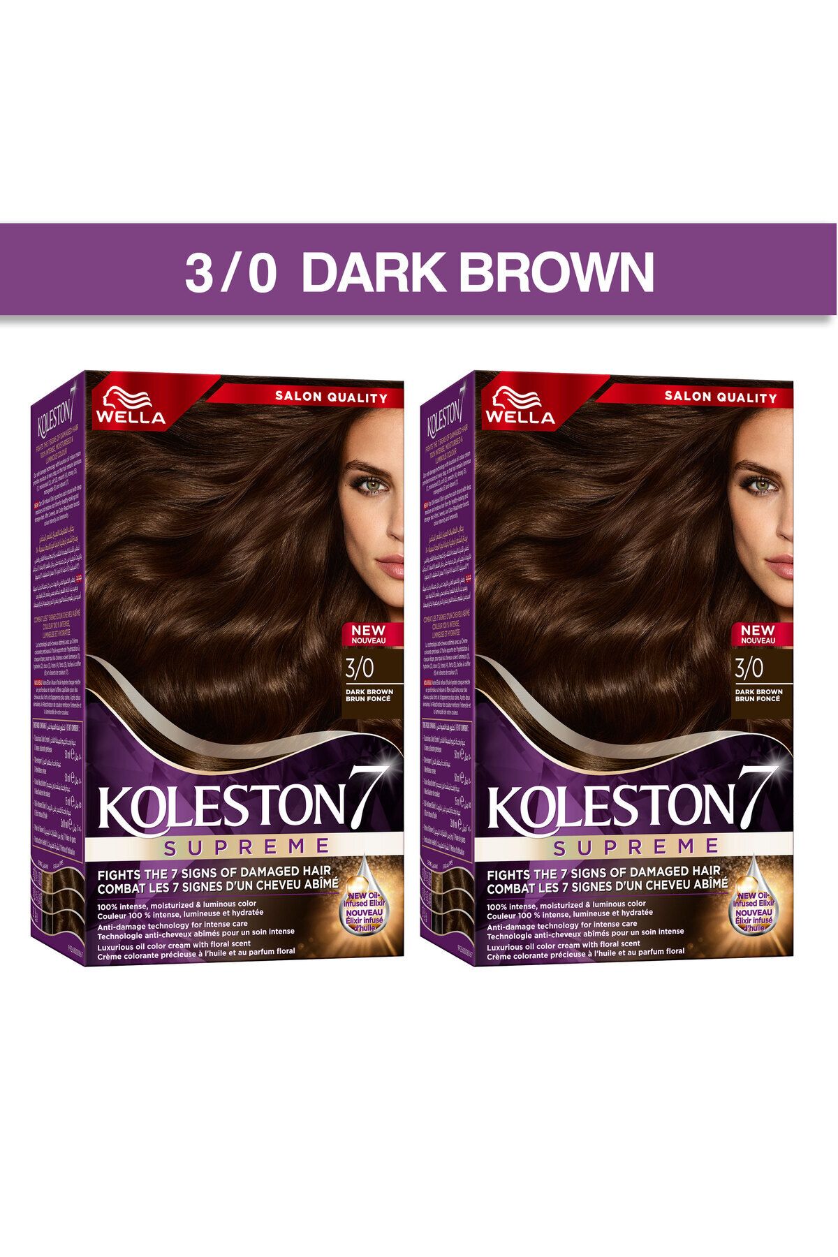 Wella-Koleston Supreme Hair Color 3/0 Dark Brown Pack of 2 1