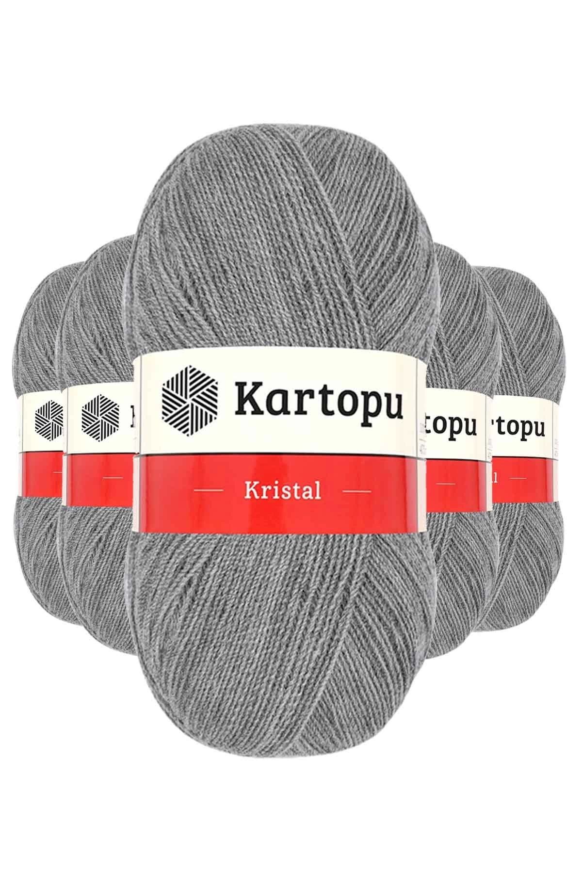 Kartopu-5 Pieces Crystal Double Layer Hand Knitted Fiber Thread Light Gray K1001 1