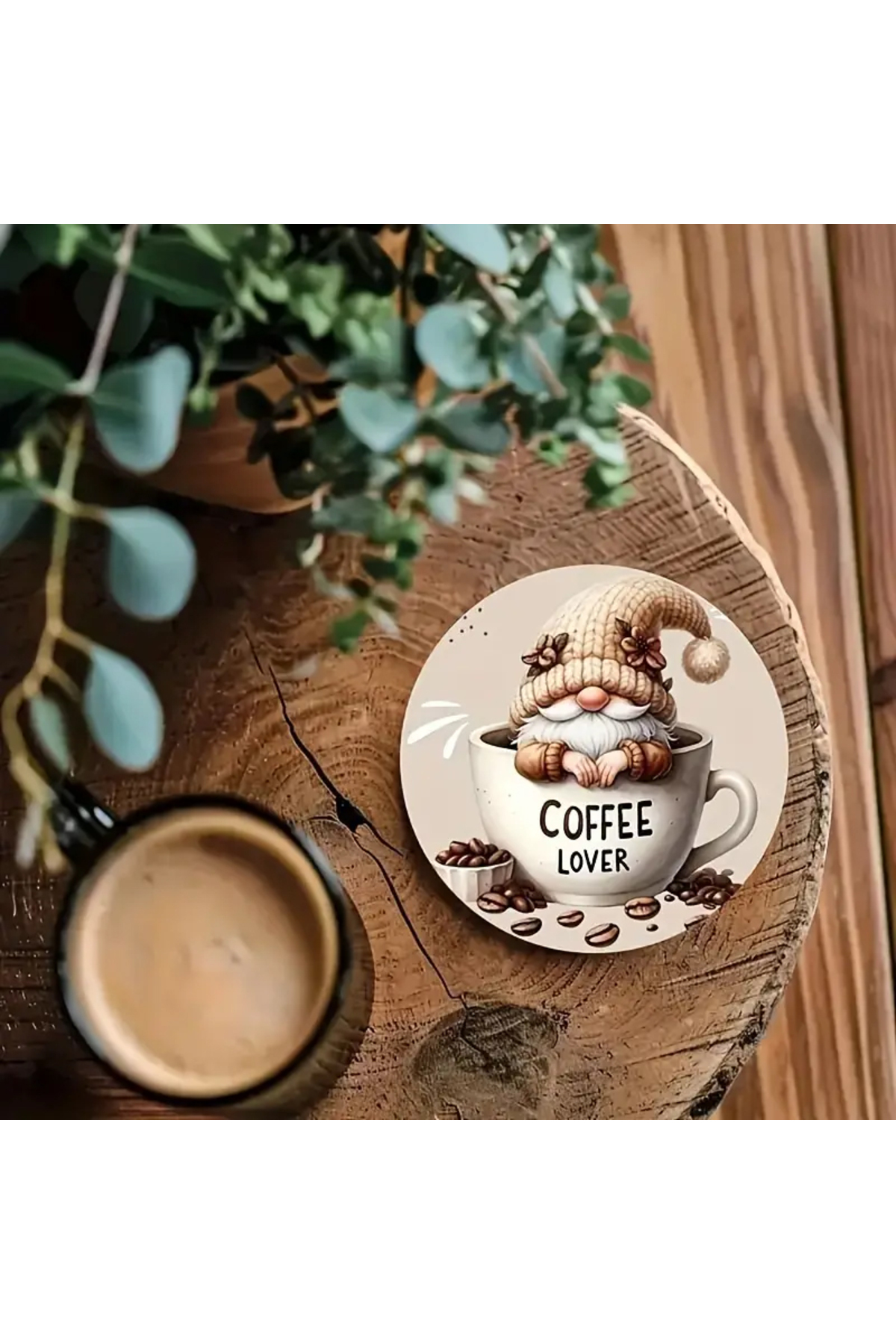 Kahve Temalı Sevimli Cücelerle Süslü, 6'lı Bardak Altlığı Seti 4