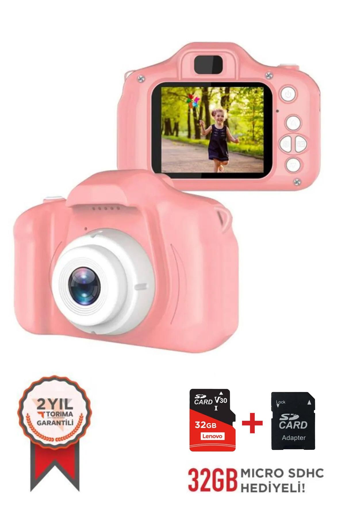 Torima Pembe Renk  CMR7 + SD Card Hediyeli 1080p Hd Çocuk Kamera Dijital Fotoğraf Makinesi