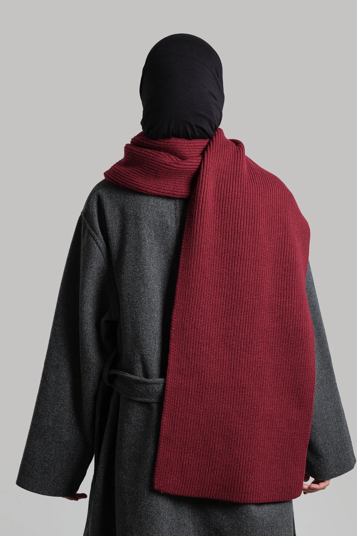 Lemaye Düz Örgülü Atkı, Bordo - Bordo görsel 2