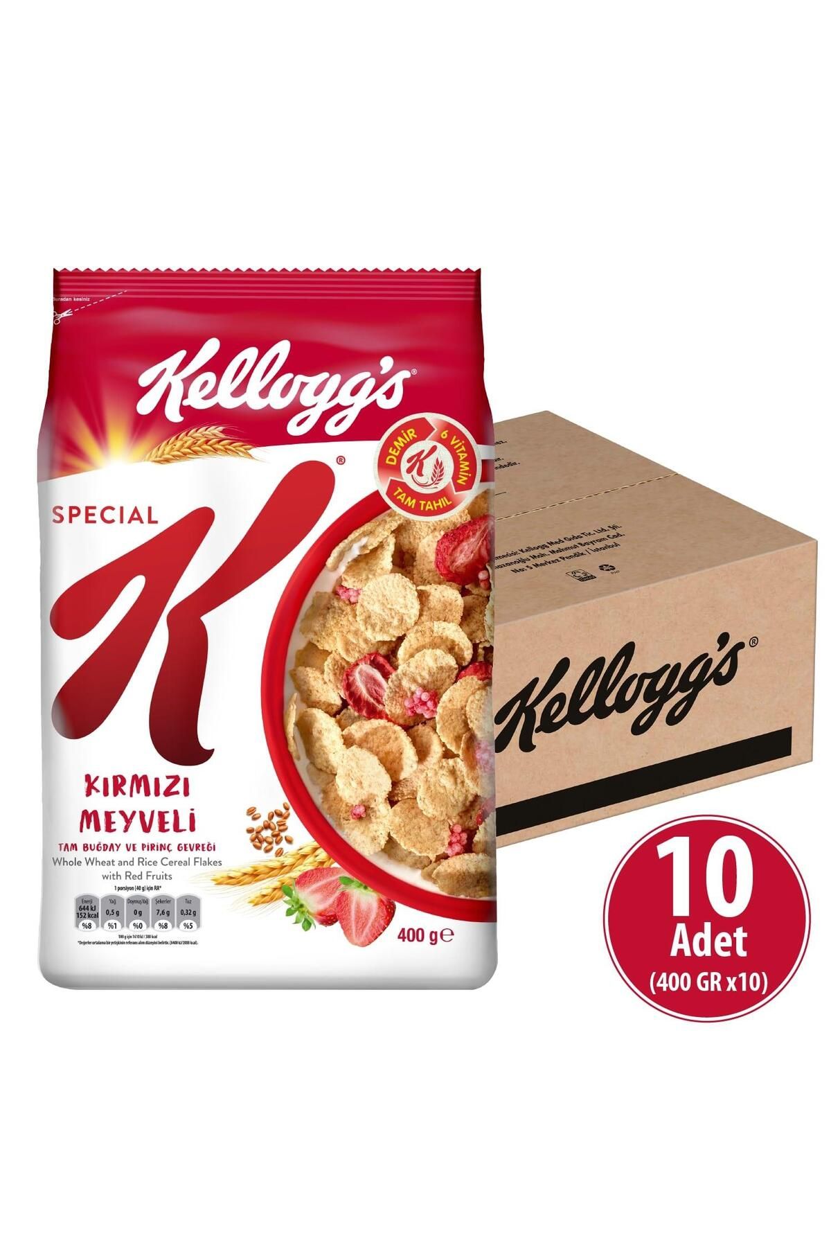 Kellogg's Special K Kırmızı Meyveli Kahvaltılık Tam Buğday Ve Pirinç Gevreği 400 Gr x 10 Adet