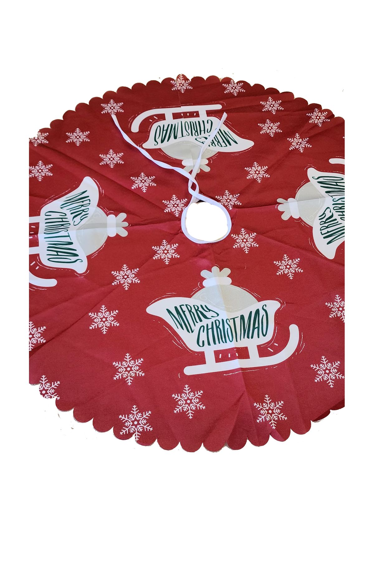 Parti dolabı-Red Merry Christmas New Year Tree Skirt and Drape - Decorative Underlining 3