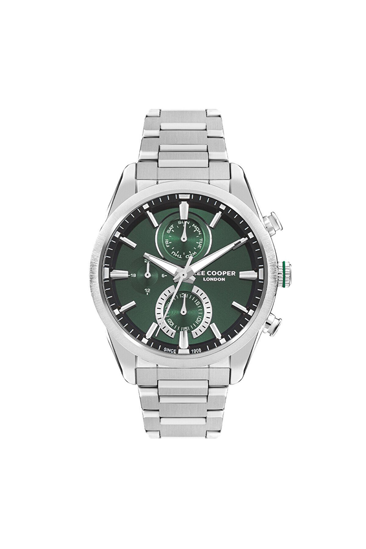 Lee Cooper-Lee Cooper Men's VX9NE1 Movement Watch, Multi Function Display and Metal Strap - LC07947.370, Green 1