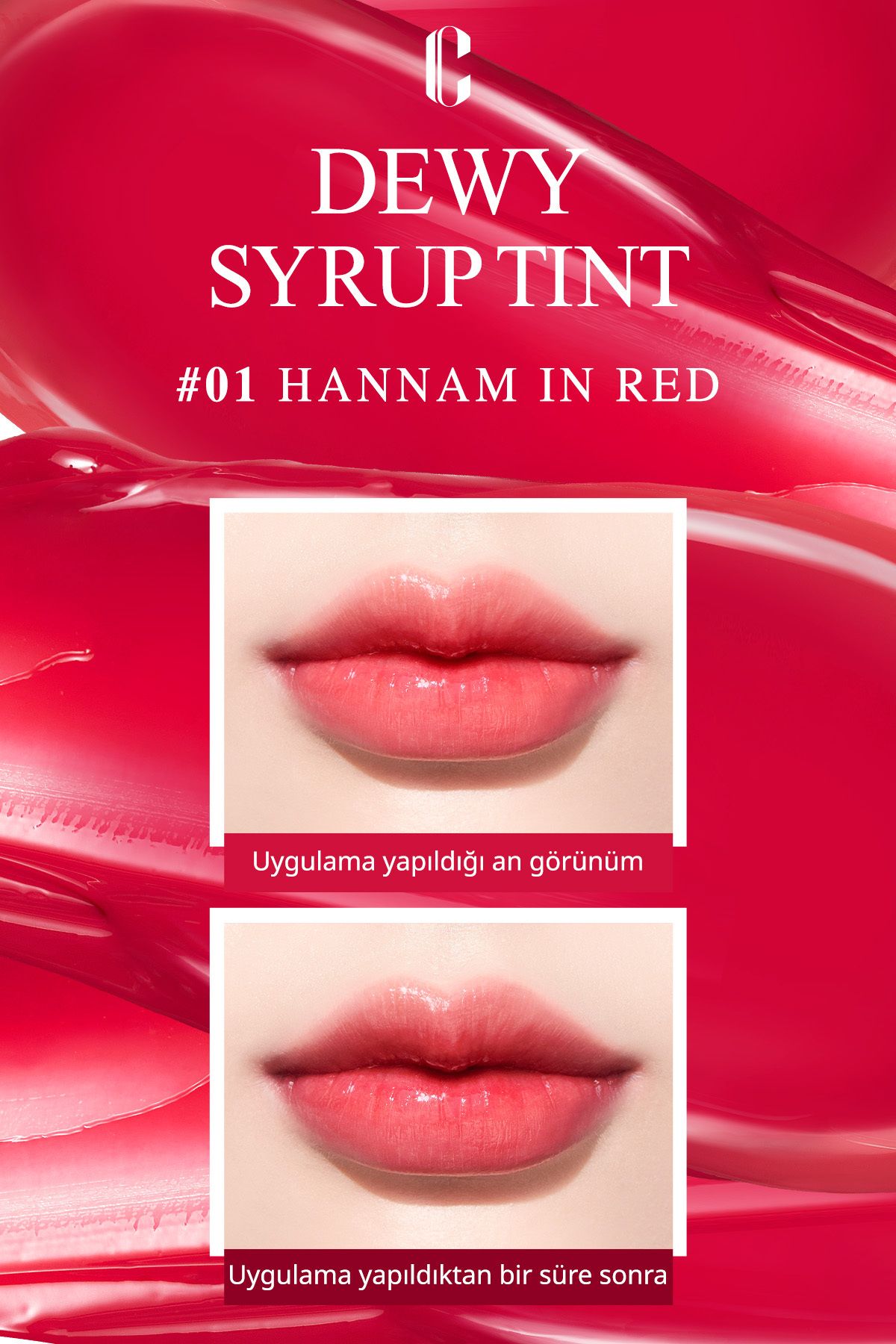 CLIO-Clio Dewy Syrup Tint - Luminous Colors, Moisturizing, Long-Lasting (01 Hannam in Red) 2