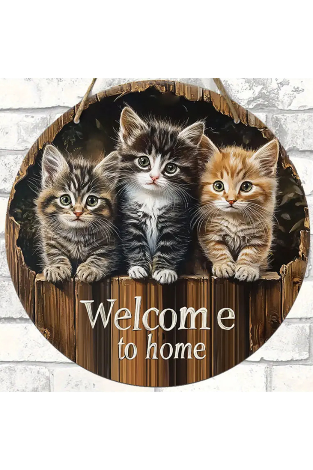 Kedi Temalı Ahşap Kapı-Duvar Süsü 2