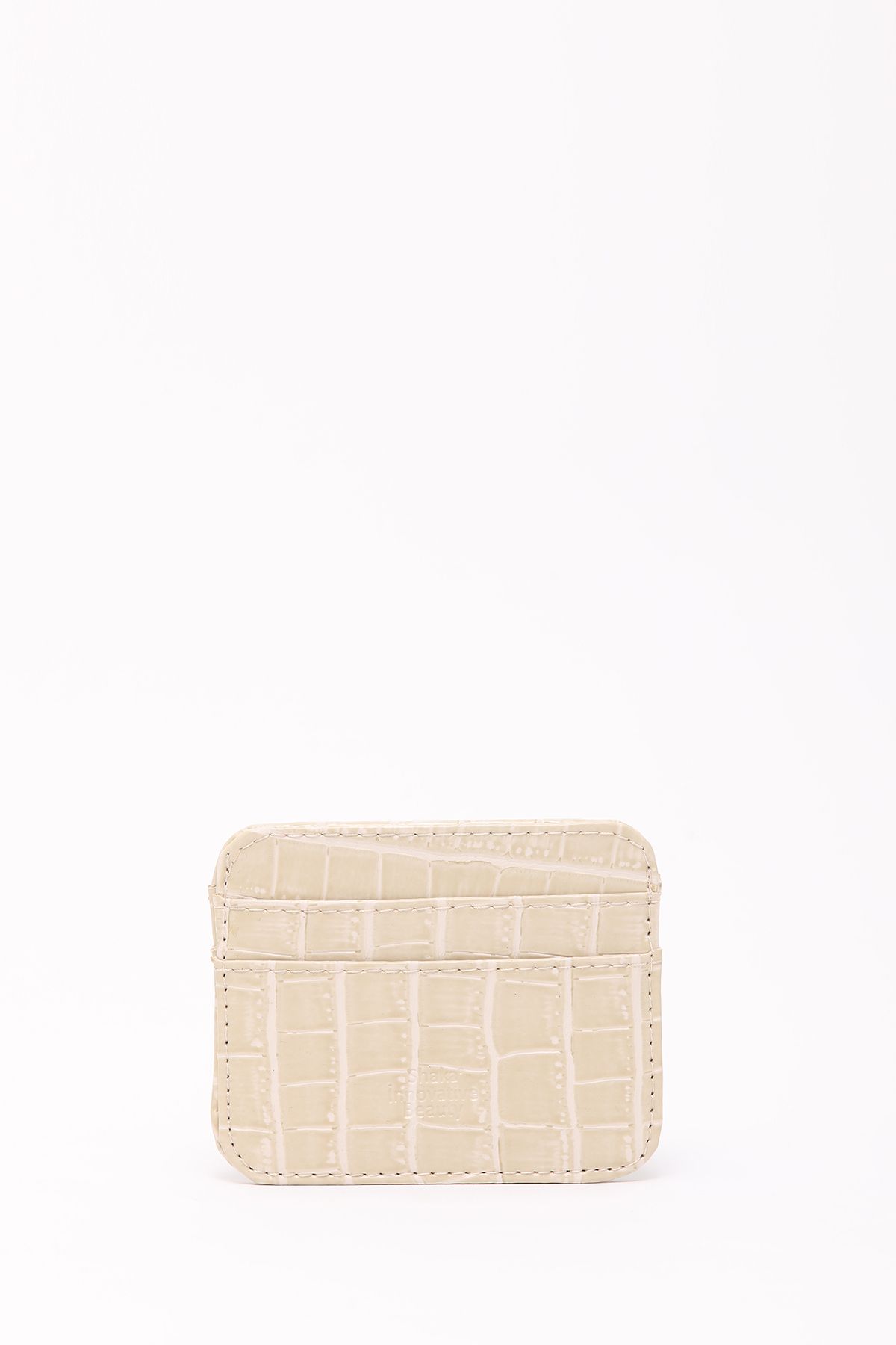 SHAKA-Shk181 Cream Crocodile Faux Leather Unisex Card Holder with 4 Card Holders and Coin Compartments 1