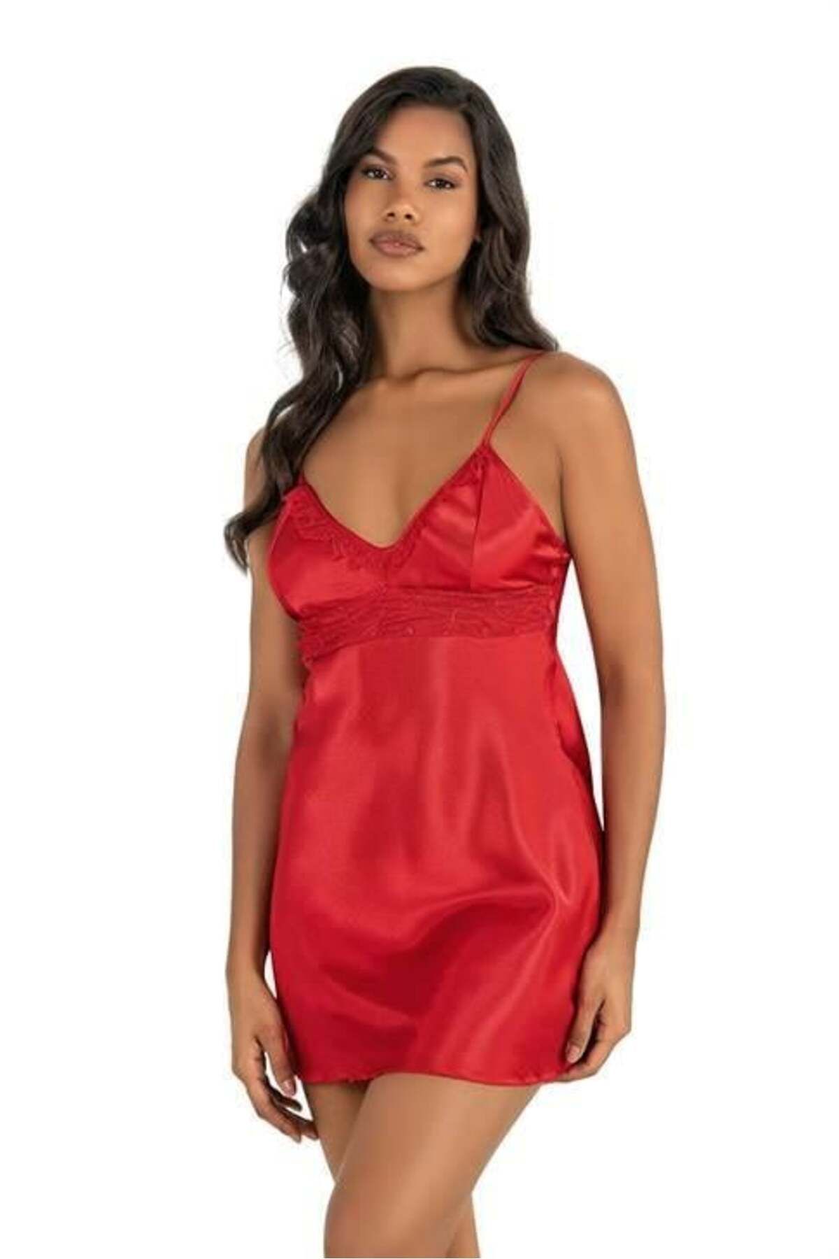 Findit-Red Short Satin Nightgown 1