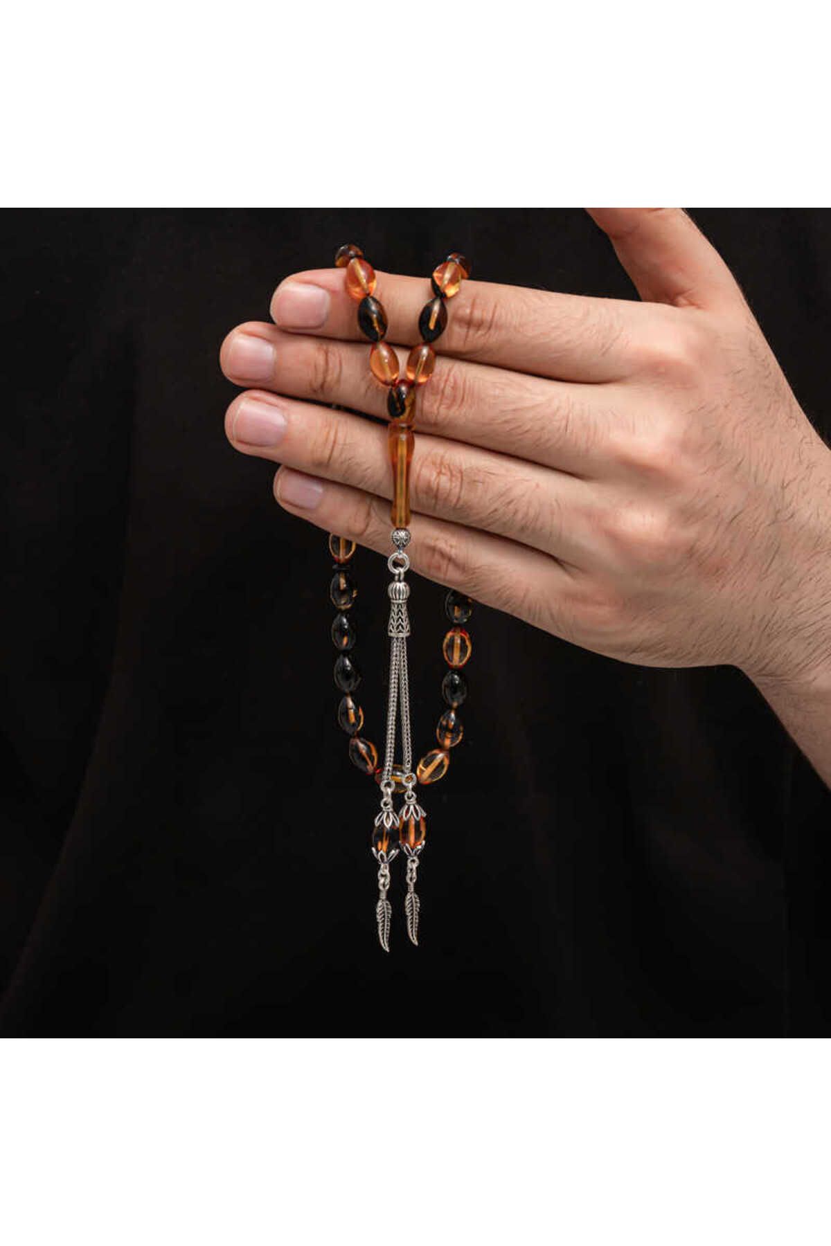 Skygo-Silver Tassel Clamping Amber Prayer Beads 3