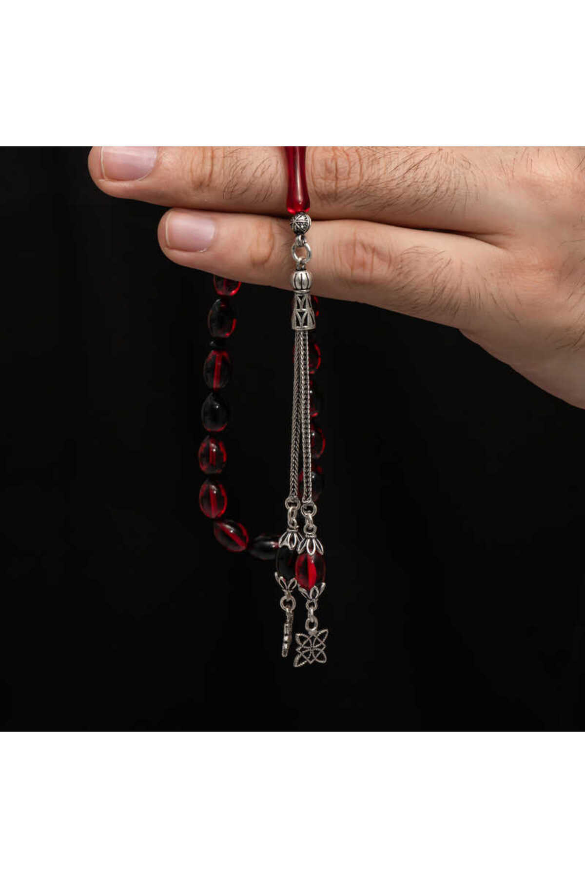 Skygo-Silver Tassel Clamping Amber Prayer Beads 3