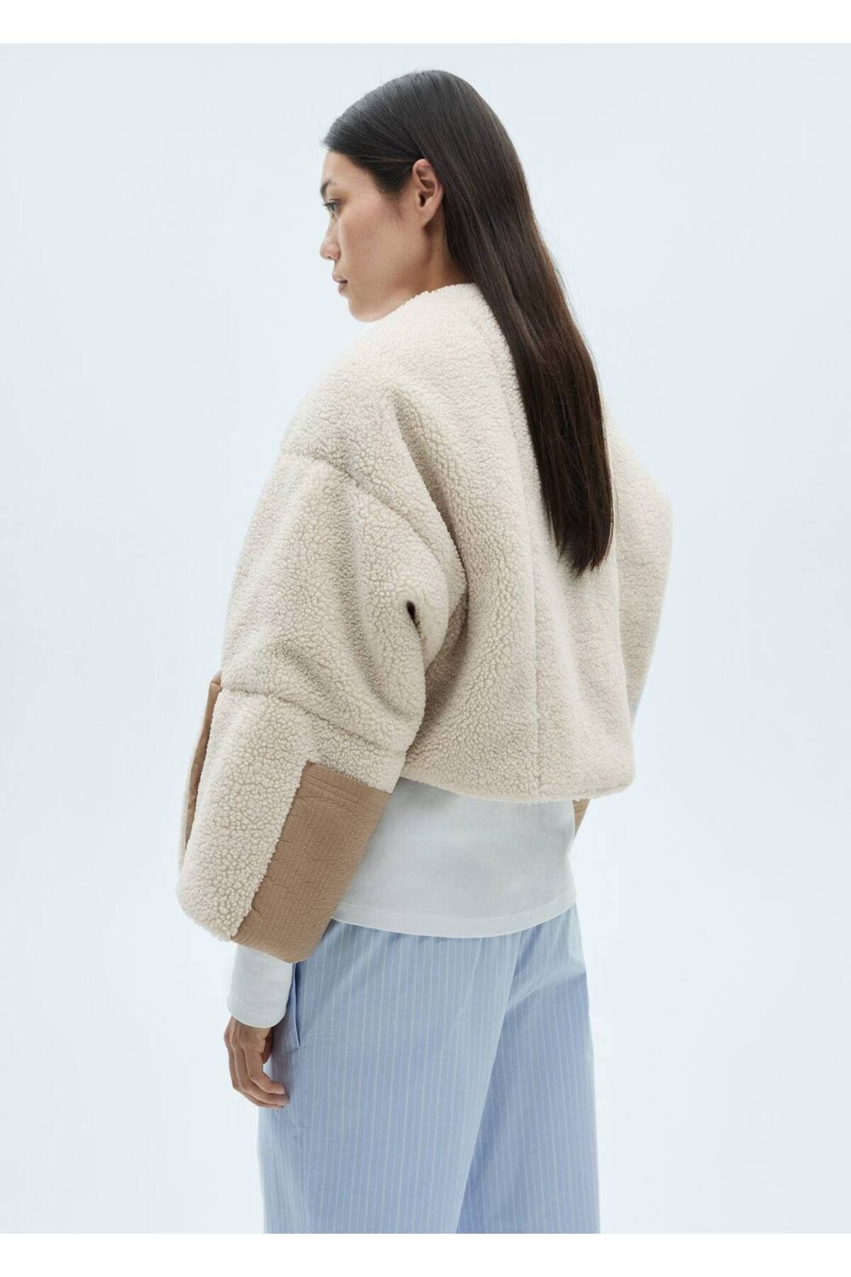 MANGO Woman-Fur Coat with Buttons 4