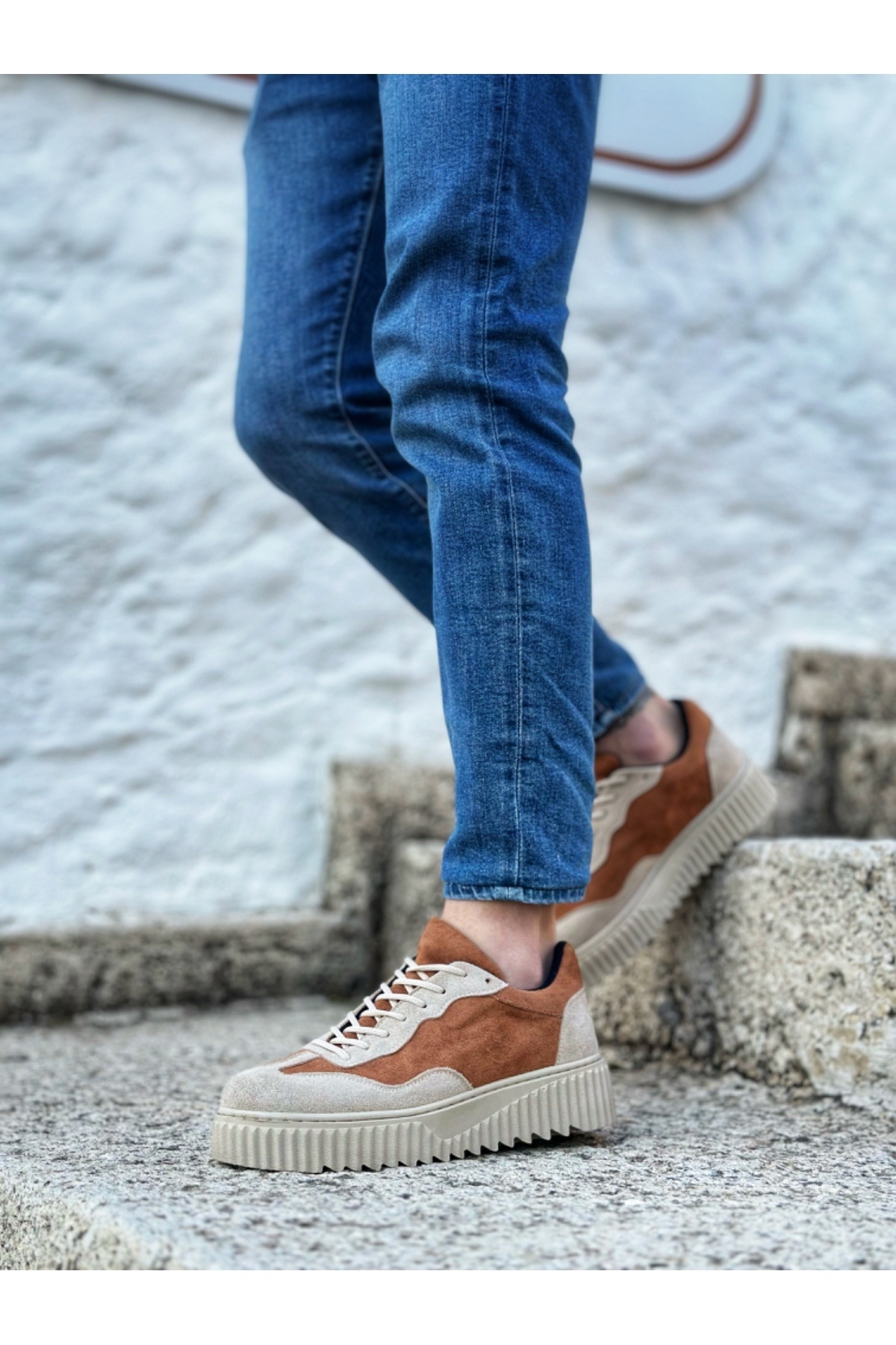 BOA-BA0802 Ανδρικά παπούτσια casual με ψηλή σόλα BOA Tan Suede 3