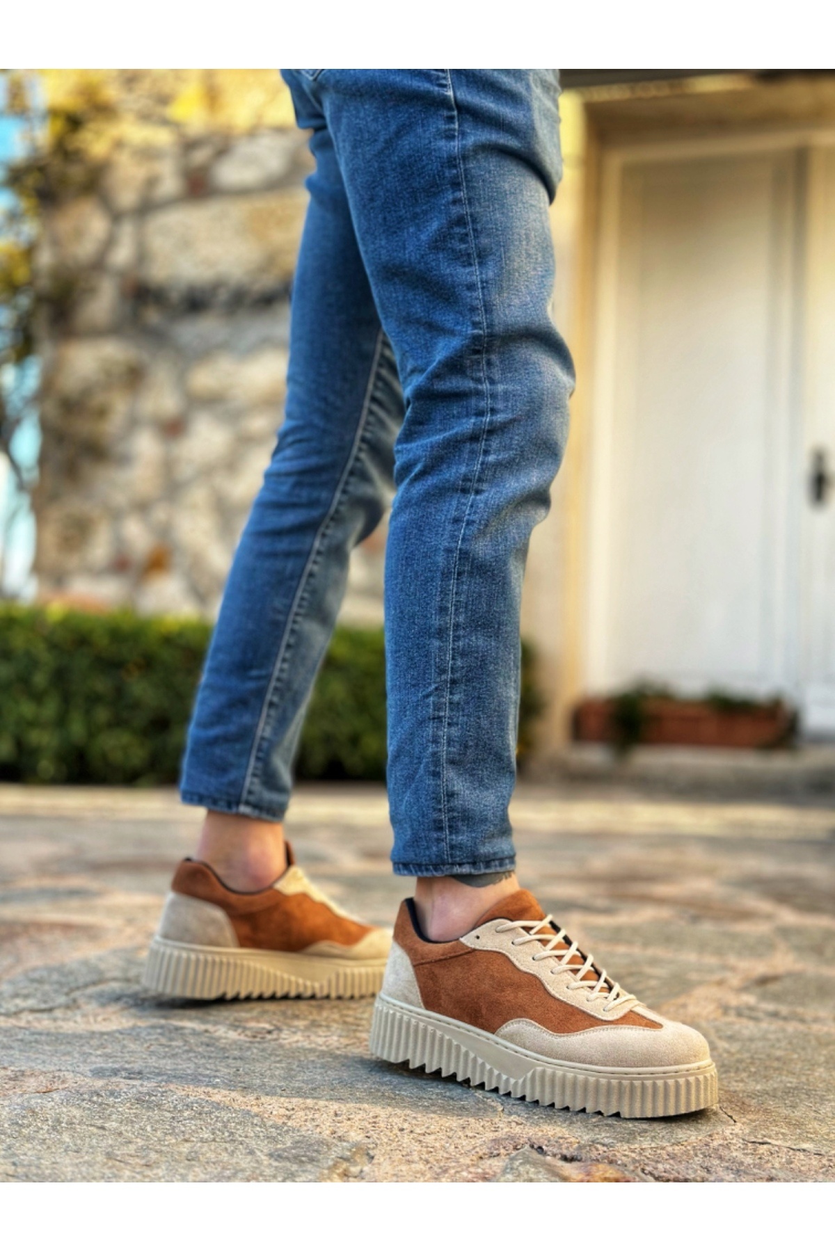 BOA-BA0802 Ανδρικά παπούτσια casual με ψηλή σόλα BOA Tan Suede 2