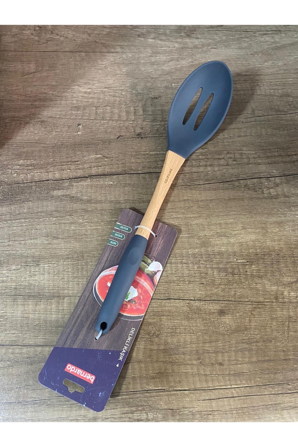 AHC LİFE-Silicone Wood Spoon with Hole 1