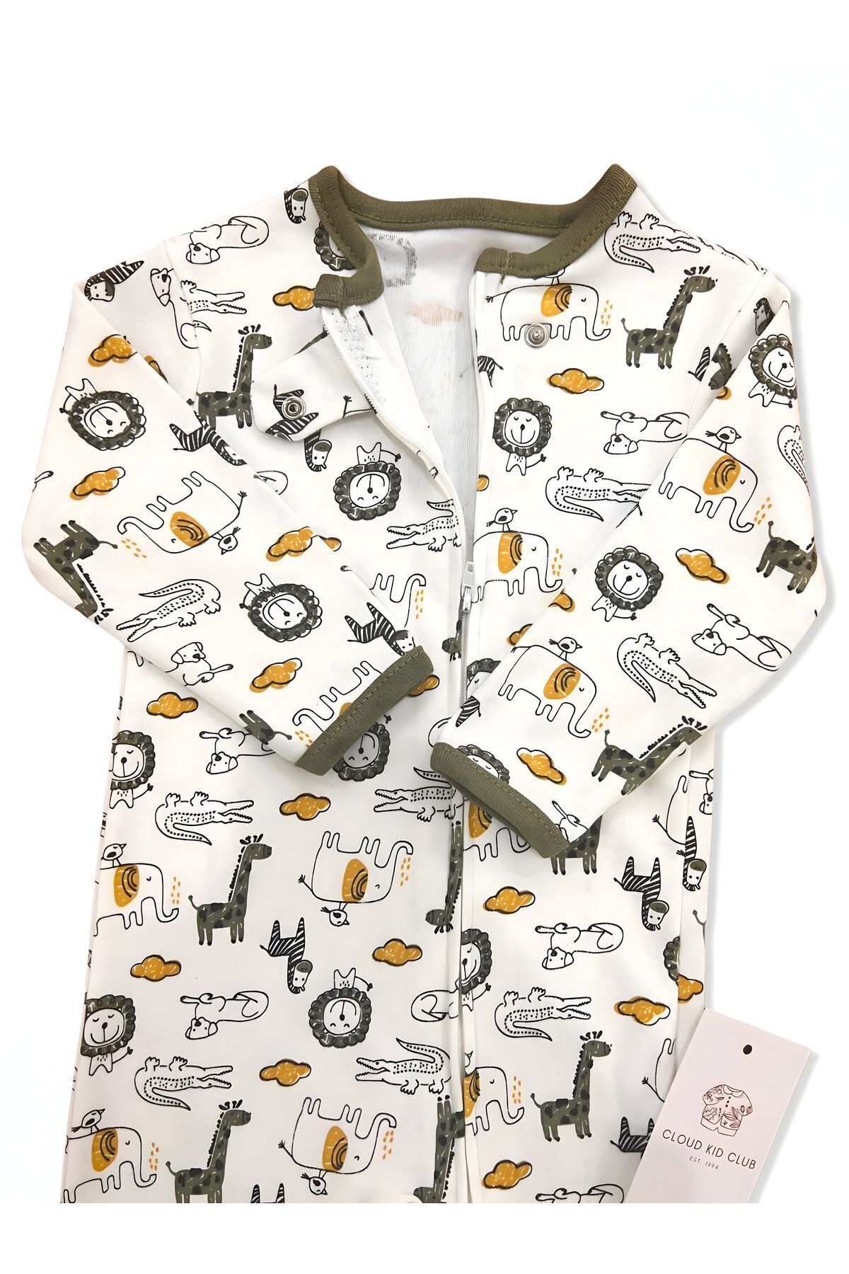 cloudkidclub Sevimli Safari %100 Doğal Pamuk Özel Kumaş 3'lü Bebek Tulum 0-18 Ay (ERKEK/KIZ) fotoğrafı 5 (önizleme)