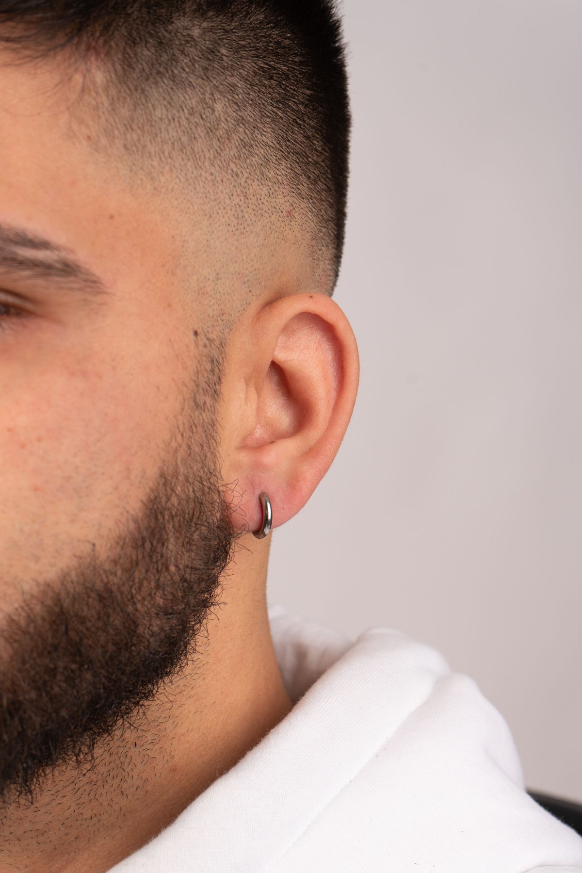 Piercing Market Steel & Silver-مجوهرات رجالية من الفولاذ المقاوم للصدأ، تصميم خاص، أقراط دائرية أنيقة 5