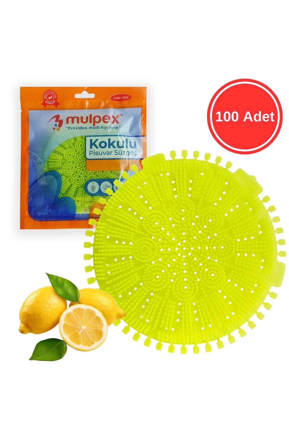 Mulpex Limon Kokulu Pisuvar Süzgeci - 100 Adet - Pisuvar, Küvet ve Lavabolar İçin 15x15 cm