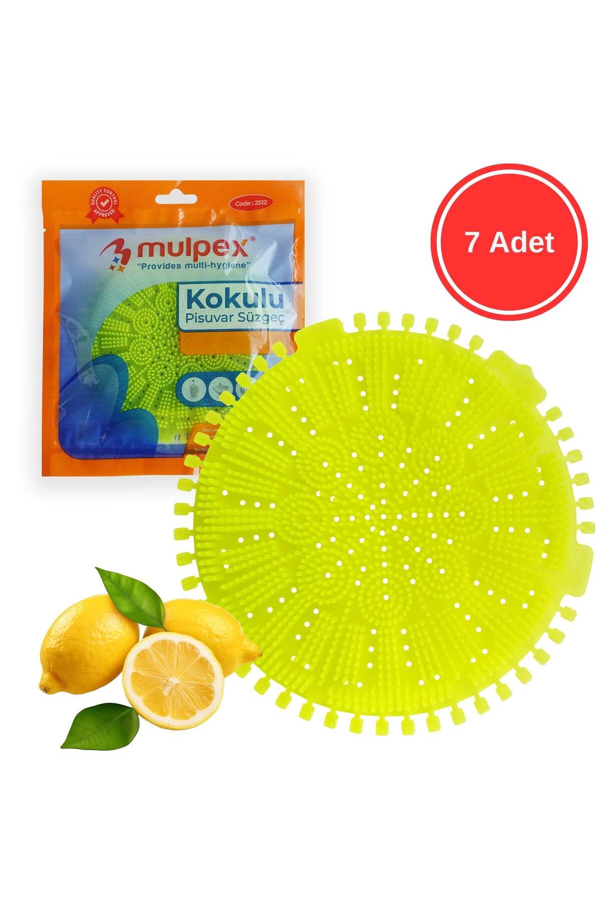 Mulpex Limon Kokulu Pisuvar Süzgeci - 7 Adet - Pisuvar, Küvet ve Lavabolar İçin 15x15 cm