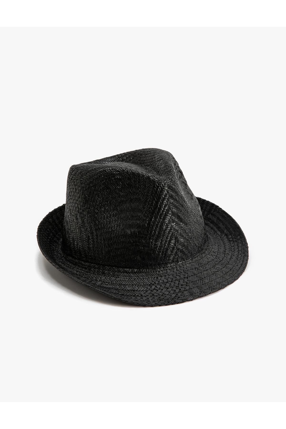 Koton-Straw Fedora Hat with Knitted Motif 1