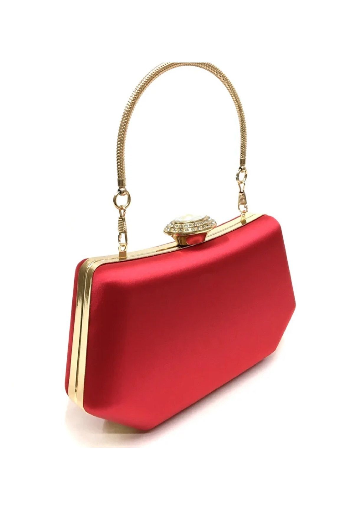 ZEYYMODA Kadın Saten Abiye Çanta , Clutch Çanta, Portföy Çanta Zincir Ve Kolçaklı