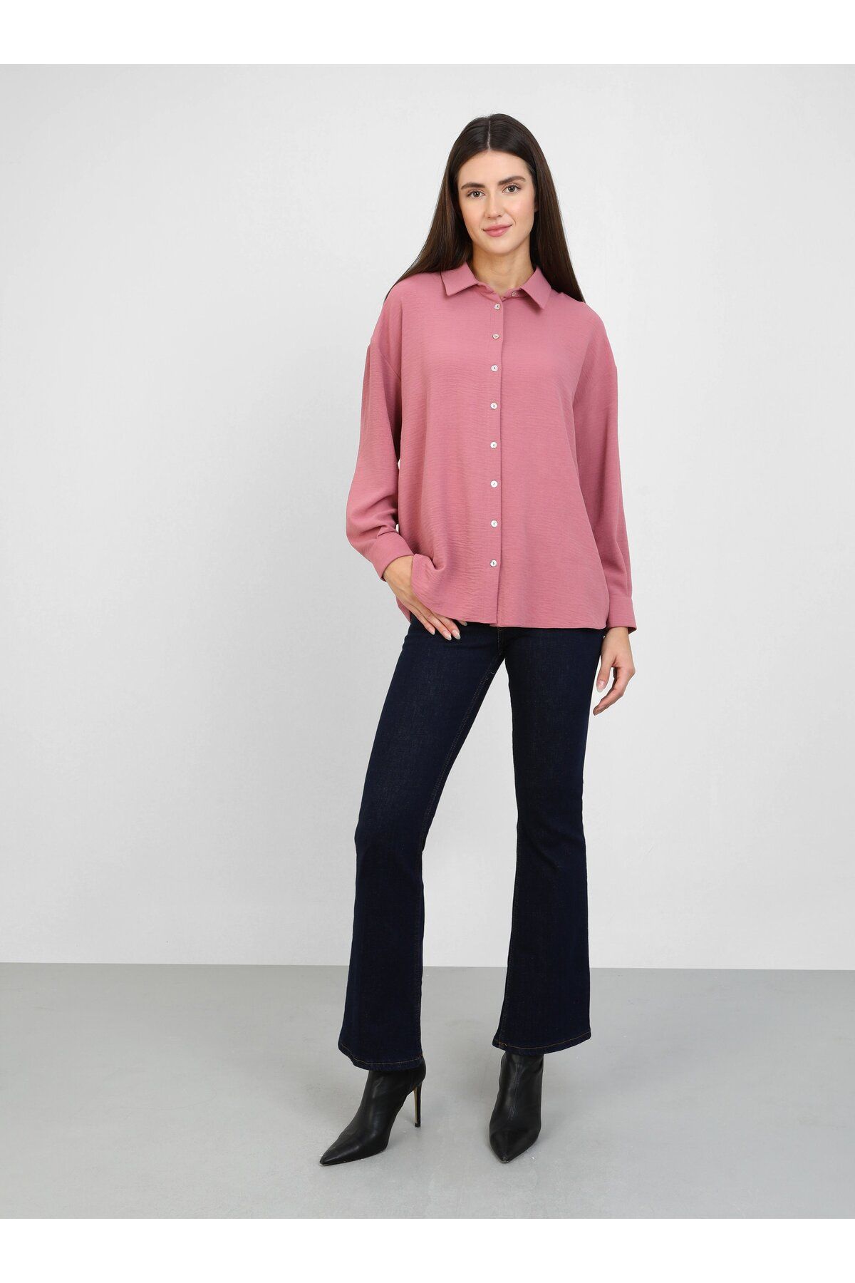 Refka-Aerobin Button Detailed Blouse / Shirt - Dark Rose - Refka 1