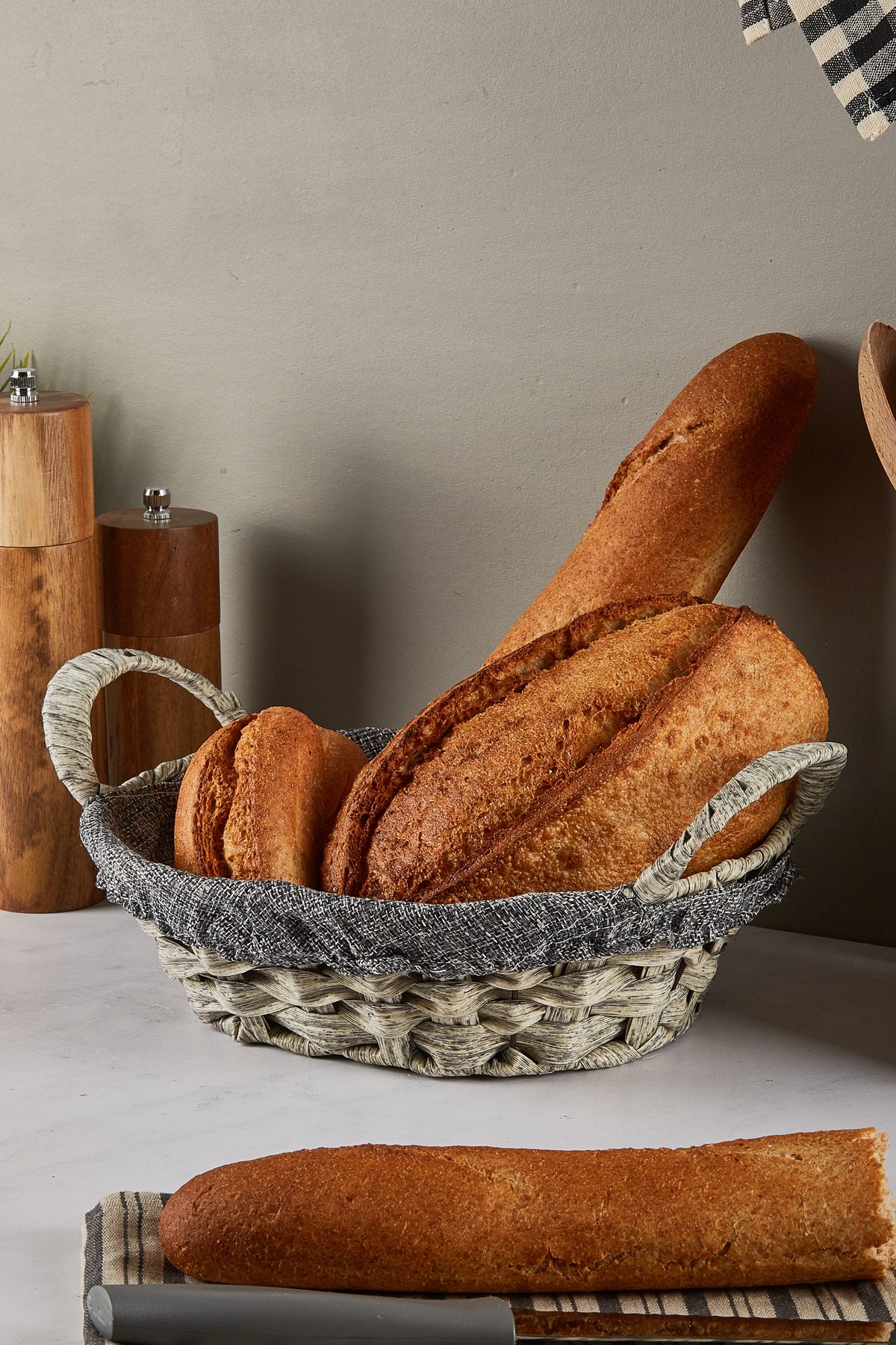 Perotti-Benito Gray Wicker Bread Basket 1