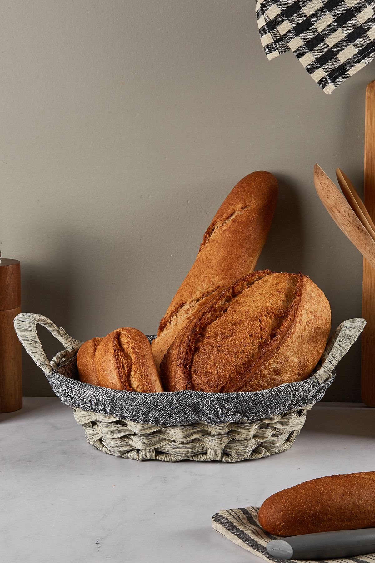 Perotti-Benito Gray Wicker Bread Basket 3