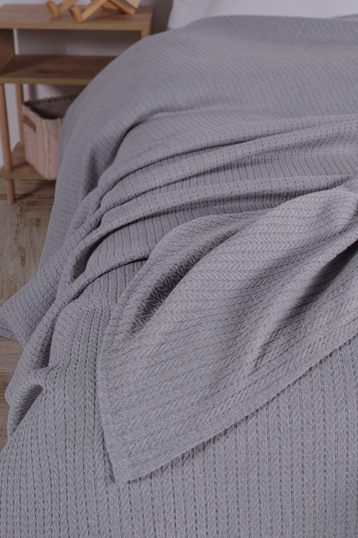 Evim-Cotton Maya Gray Multi-Purpose Bedspread Double - 200X230 cm 3