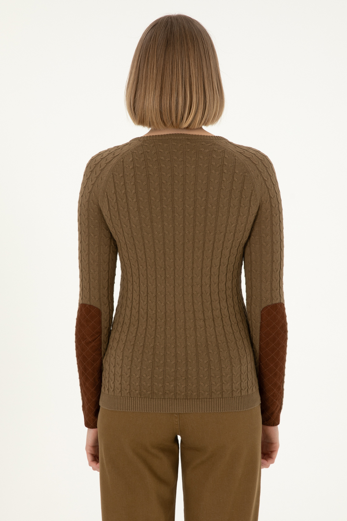 U.S. Polo Assn.  Kadın Haki Bisiklet Yaka Basic Kazak 50288981-VR027 - Görsel 5