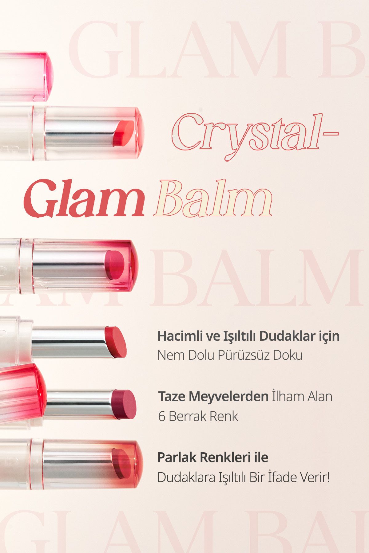 CLIO-CLIO Crystal Glam Balm 001 Honey Peach 3,2 g - Balzám na rty 6