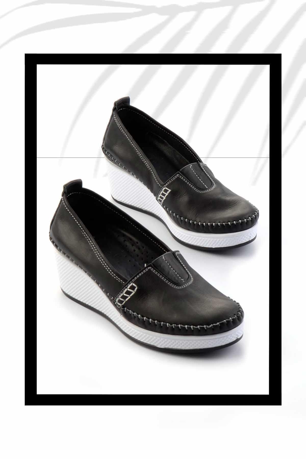 Bambi-Black Genuine Leather Women's Casual Shoes K01908004503 1