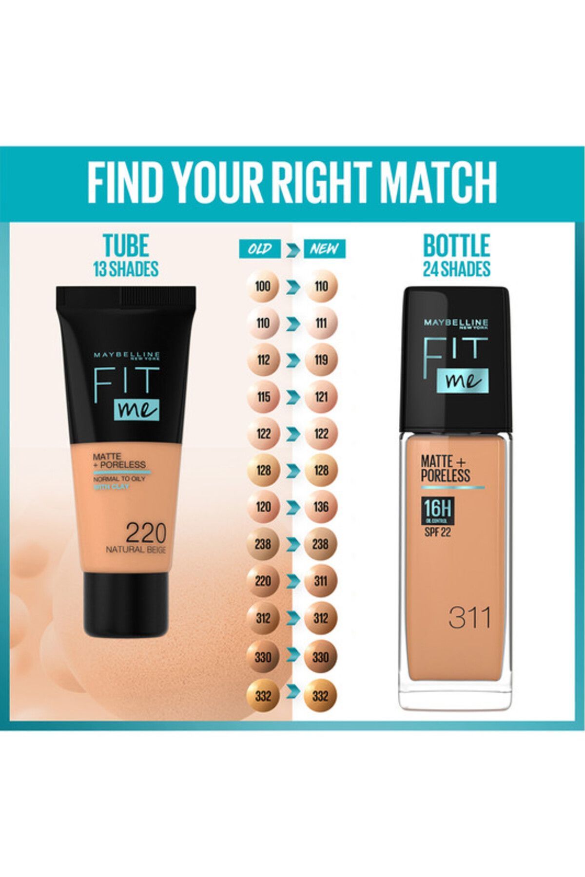 Maybelline New York-Fit Me Matte & Poreless Foundation 16H Oil Control with SPF 22 - 221 7
