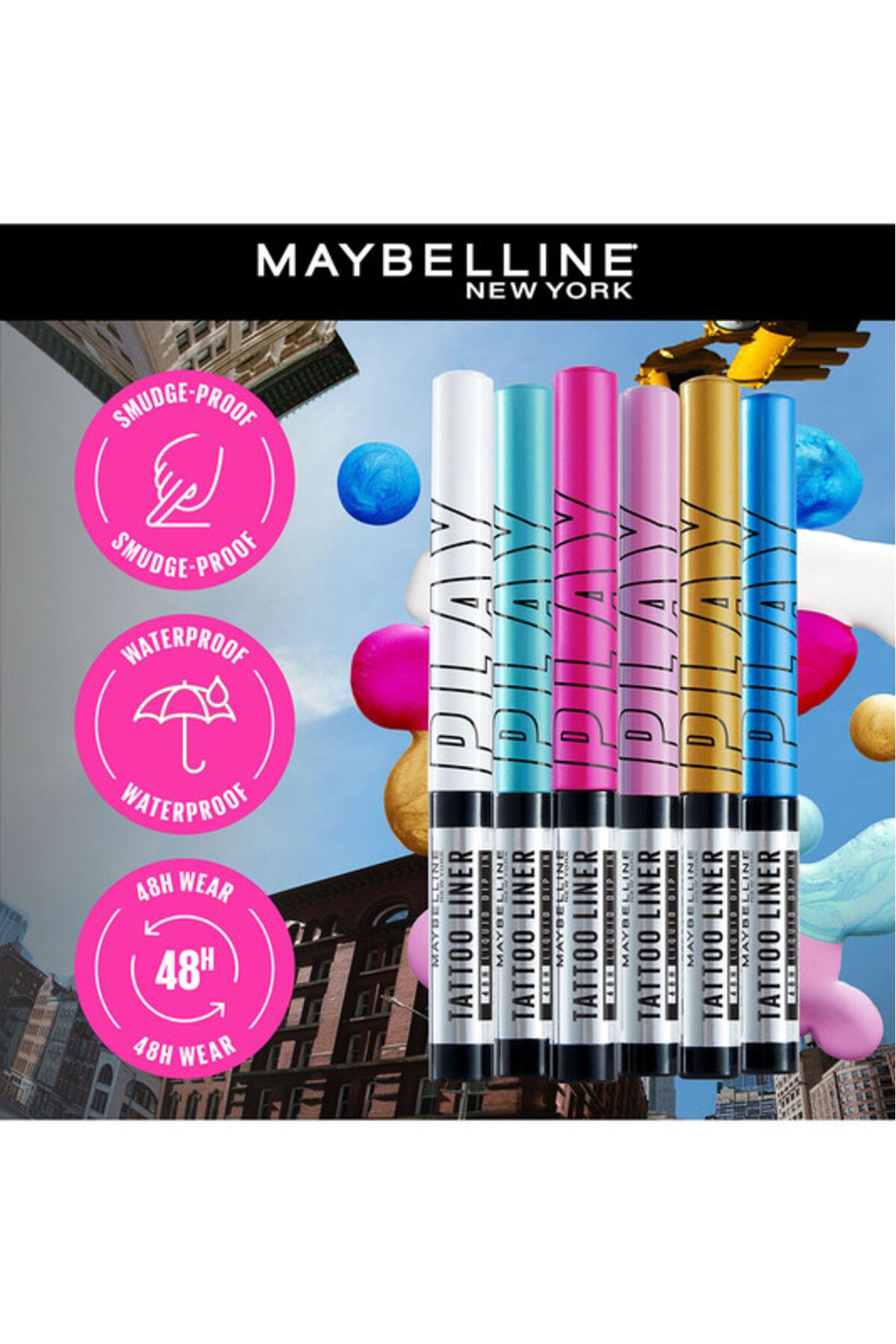 Maybelline New York-, Tattoo Liner Play - محدد عيون سائل مقاوم للماء (PUNCH) 3