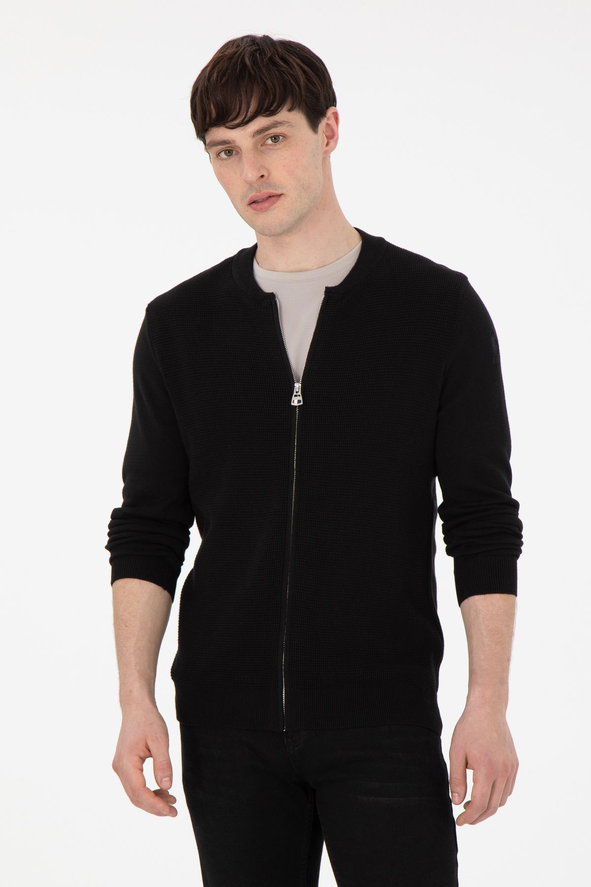 U.S. Polo Assn.-Men's Black Basic Knitwear Cardigan 50288870 -Vr046 1