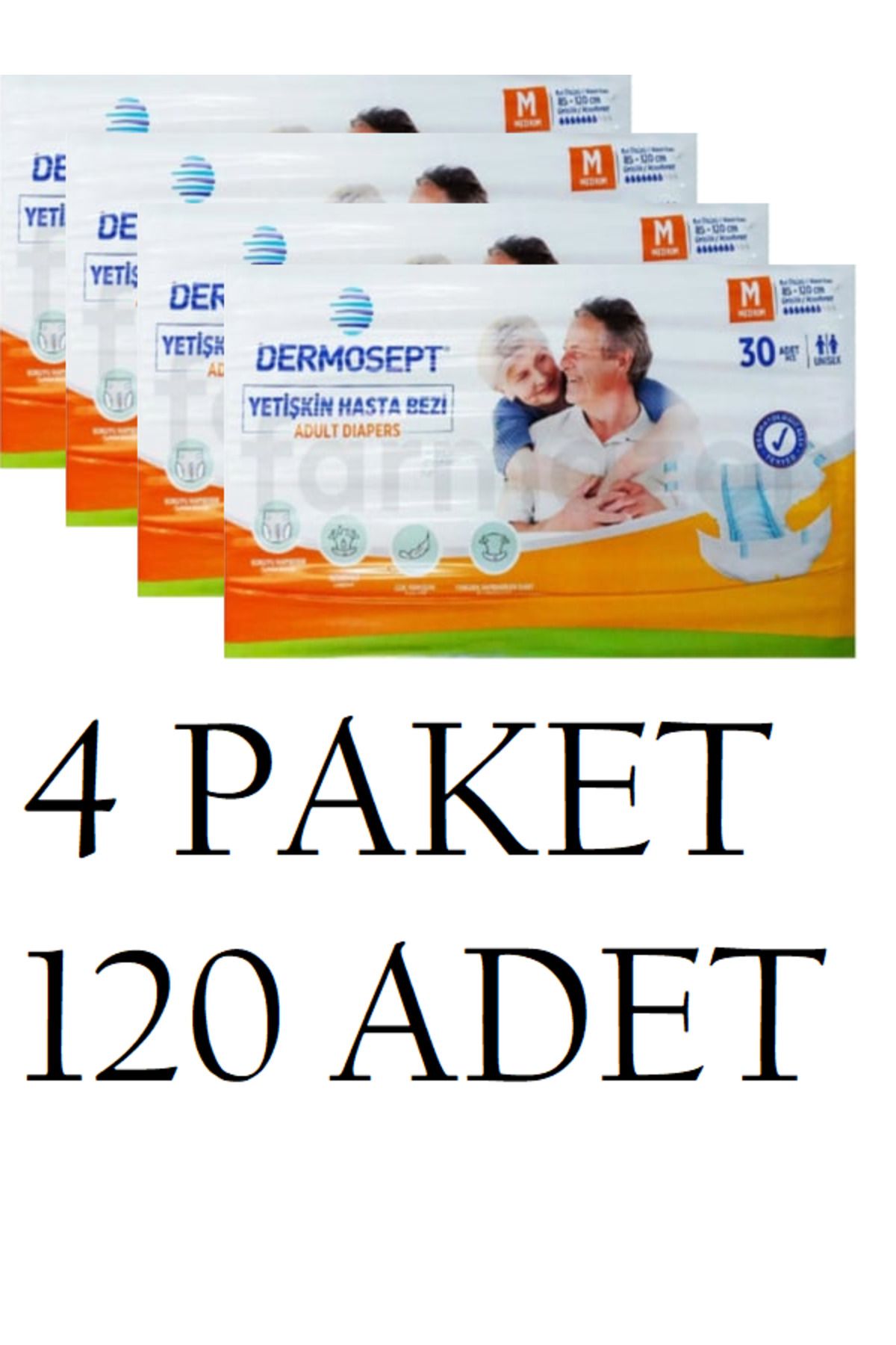 DERMOSEPT - M Beden 120 Adet 4 Paket Belbantlı Hasta Bezi