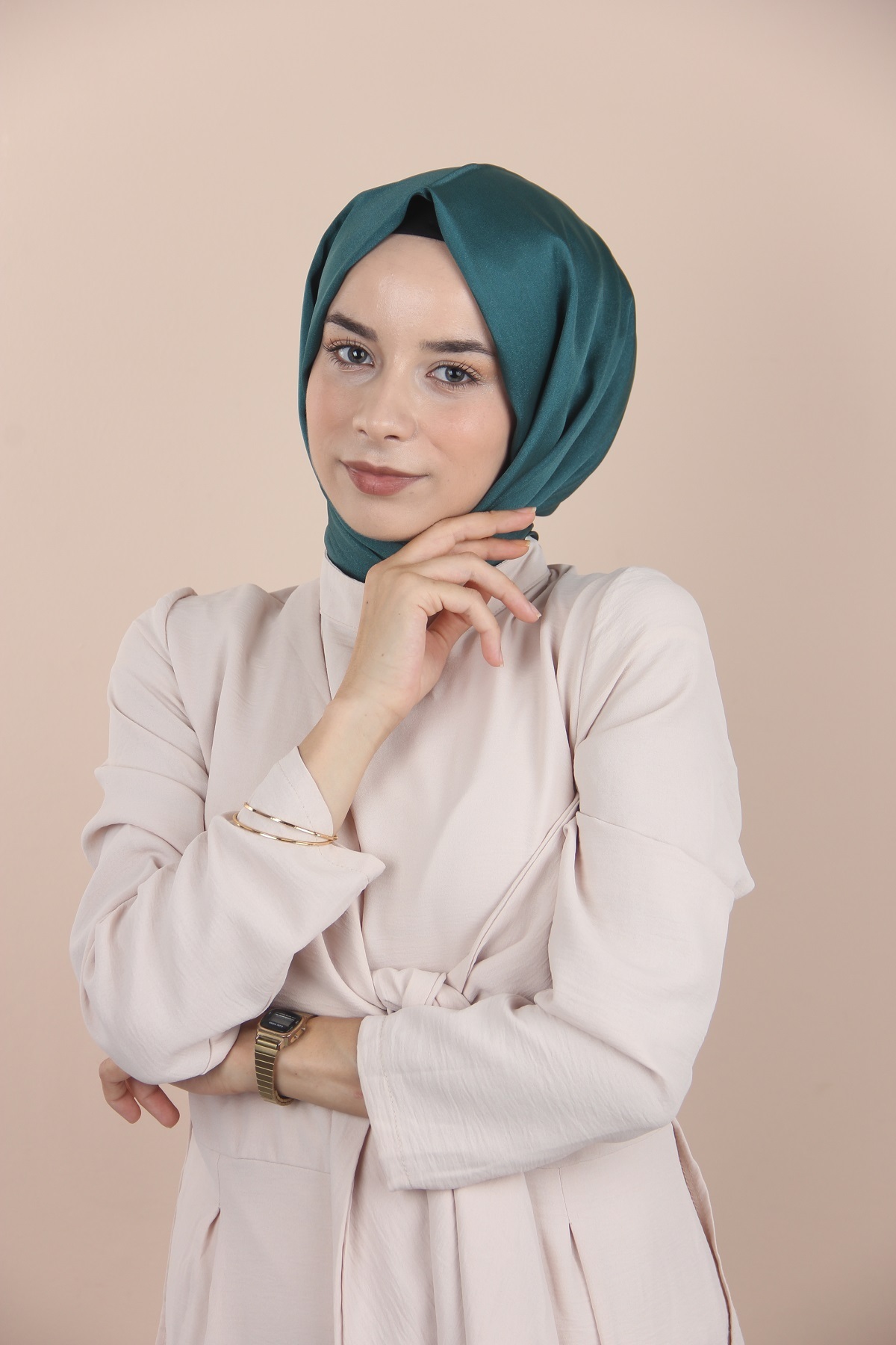 Siyane-Petrol Green Siyane Scarf Crystal Shawl 2
