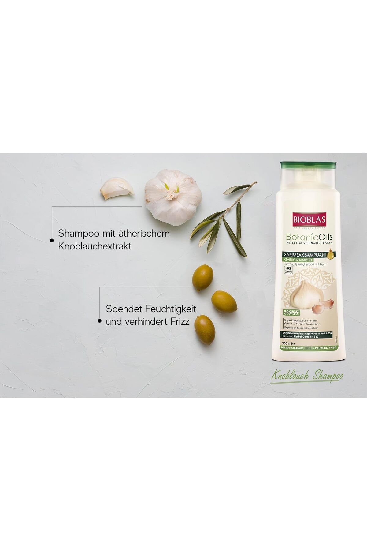 Bioblas-Knoblauch 500 ml Bioblas – Geruchlos- und Anti-Haarausfall-Shampoo 5