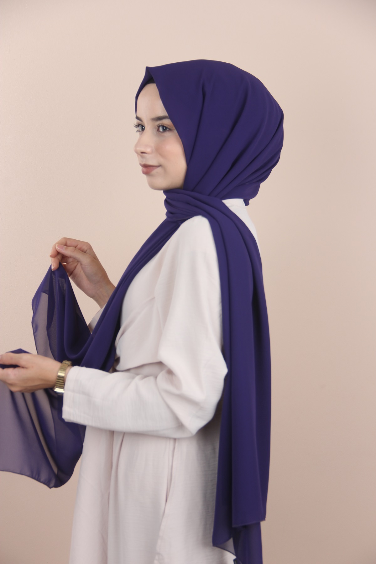 Sima-Dark Purple Sima Chiffon Shawl 3