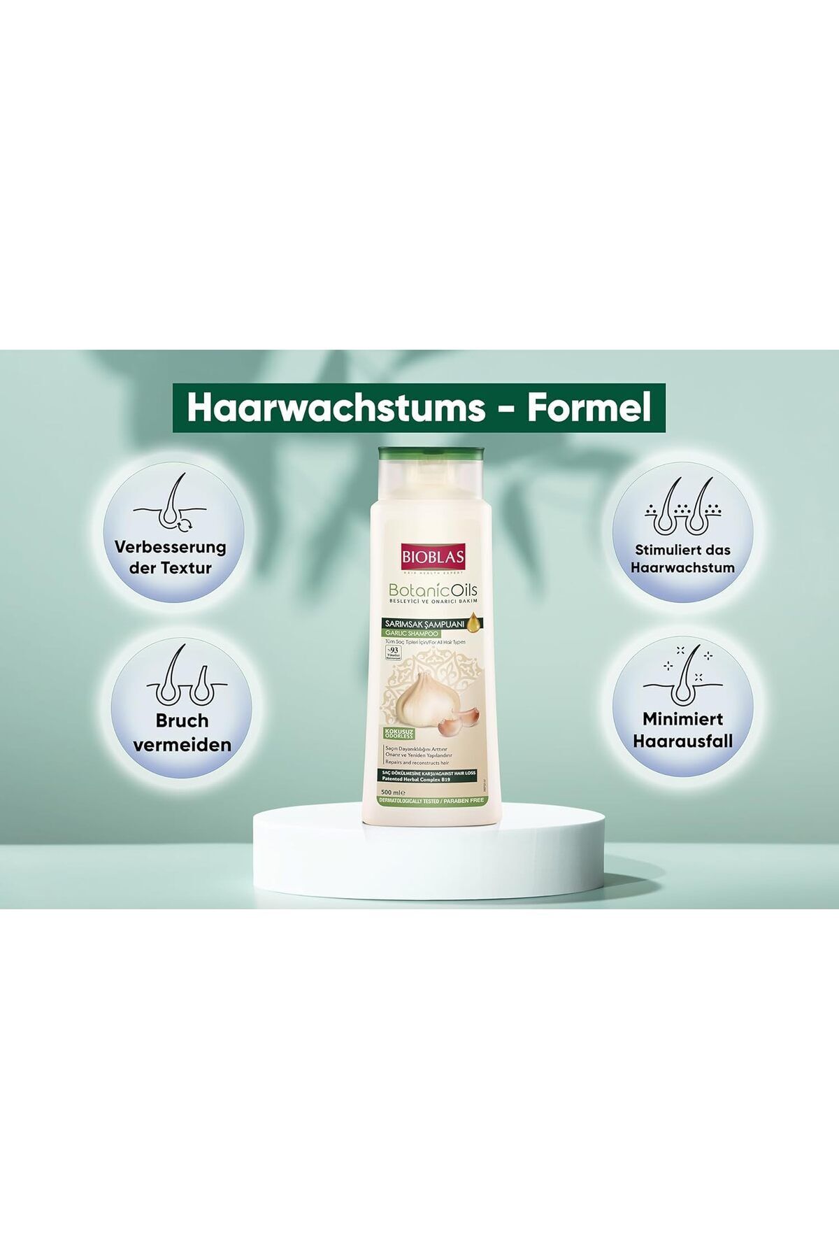 Bioblas-Knoblauch 500 ml Bioblas – Geruchlos- und Anti-Haarausfall-Shampoo 2